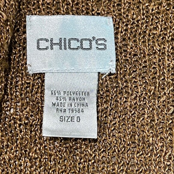 Chico's Open Front Cardigan Women's Size 0 (US Small) Golden Brown Open Knit - Picture 3 of 11